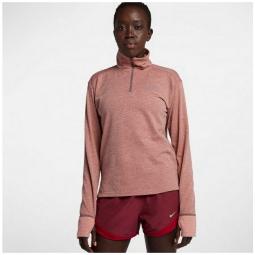 Nike Therma Sphere Element Half-Zip Heathered Pink Running Top